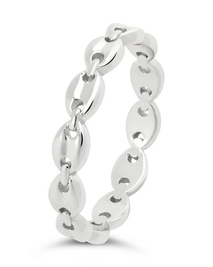Sterling Silver Janie Anchor Chain Ring