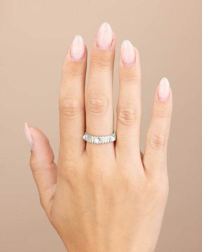 Sterling Silver Terry Pearl Studded Textured Ring