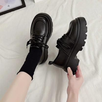 Women Spring New Black Platform Flats Shoes Women Loafers Slip on Boat Shoes Designer Casual Leather Oxfords