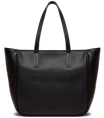 Black Synthetic Leather Handbag