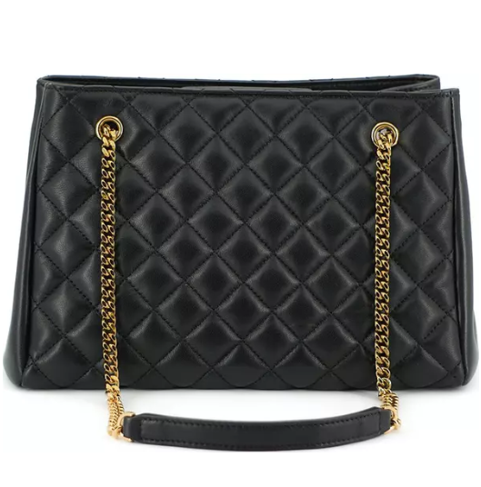 Black Quilted Nappa Leather Medusa Tote Handbag