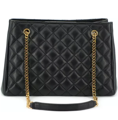 Black Quilted Nappa Leather Medusa Tote Handbag