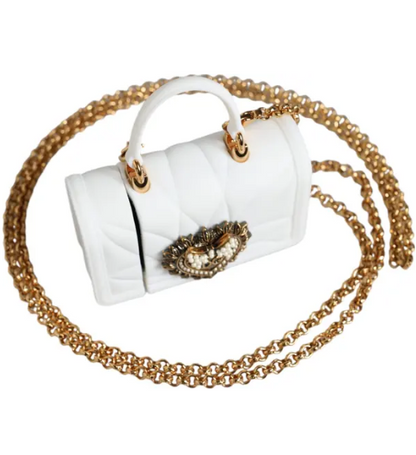 DOLCE & GABBANA White Silicone Devotion Heart Cover Hand Bag DOLCE & GABBANA White Silicone Devotion Heart Cover Hand Bag
