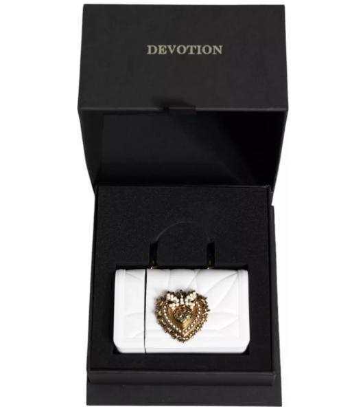 DOLCE & GABBANA White Silicone Devotion Heart Cover Hand Bag DOLCE & GABBANA White Silicone Devotion Heart Cover Hand Bag