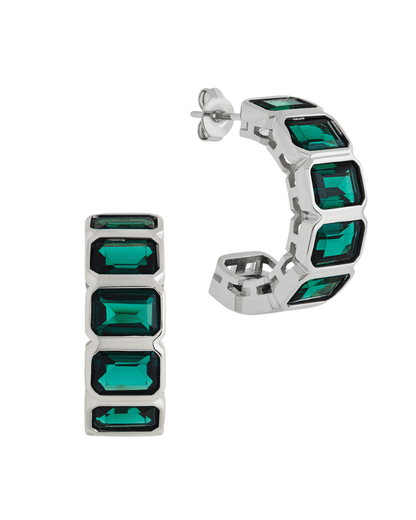 Nyssa Bezel CZ Station Hoop Earrings