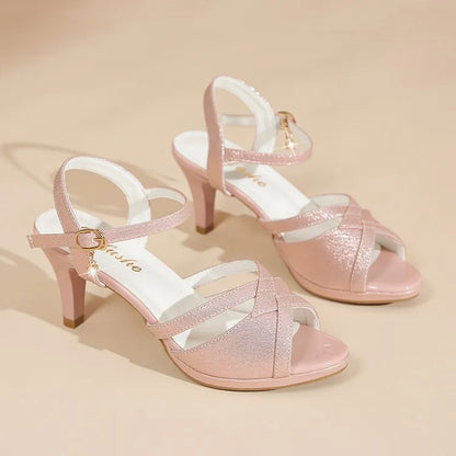Open Toe Mid Heel Sandals