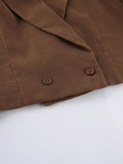 Double-Breasted Blazer & Asymmetrical Skirt Set