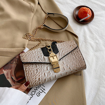 Fashion Pattern Chain Small Square Bag Retro Texture Messenger Bag