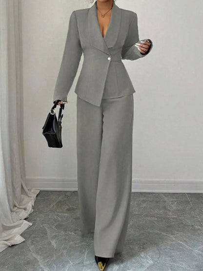 One Button Blazer and Pants Set