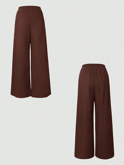 Sleeveless Blazer and Wide Leg Pants Set