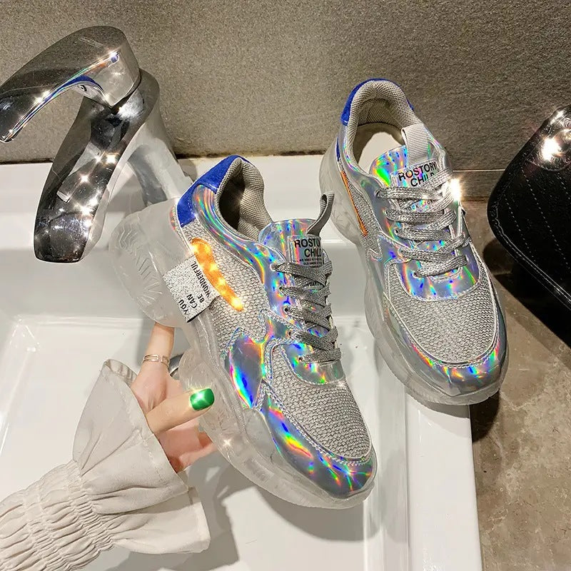 Classic four seasons fashion shoes crystal jelly rainbow bottom daddy shoes Fashion women casual shoes women fashion shoes