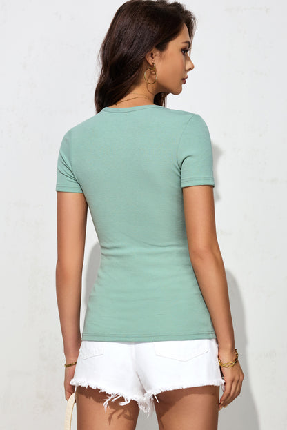 Quarter Snap Scoop Neck Short Sleeve T-Shirt
